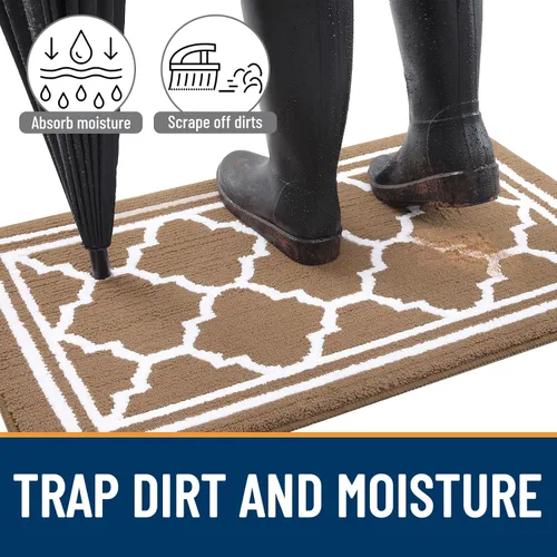 Miniatura 2 de Buganda Alfombra para Puerta Interior, Felpudo Resistente a la Suciedad y Absorbente, Antideslizante, Alfombras de Perfil Bajo para Entrada Marrón