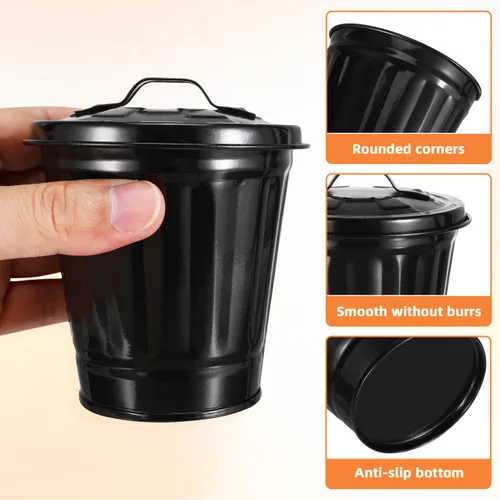 Miniatura 4 de ULTECHNOVO Bote de basura pequeño con tapa, papelera de escritorio para escritorio, oficina, cocina y maceta, contenedor compacto de basura de mesa