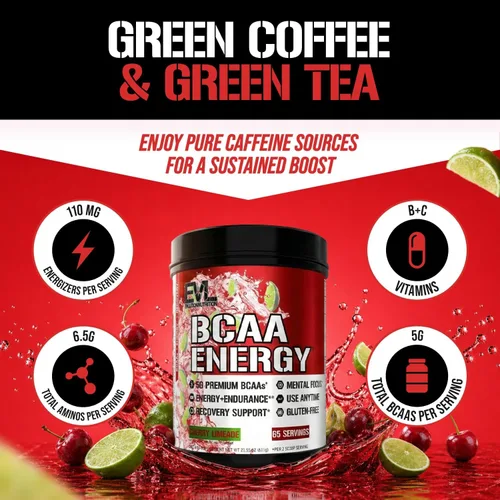Miniatura 2 de Evlution EVL BCAAs Polvo de Aminoácidos - Polvo BCAA Energy Pre Entrenamiento para Recuperación Muscular, Crecimiento Magro y Resistencia - Bebida