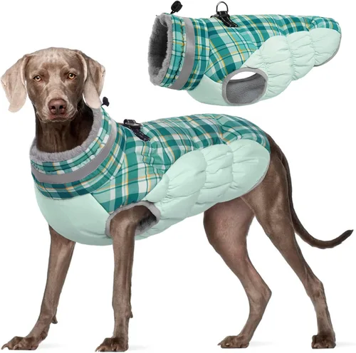 Miniatura 32 de FUAMEY - Chaqueta de invierno para perro, chaleco acolchado con arnés, ropa cálida para mascotas, abrigo con cremallera, impermeable, para perros