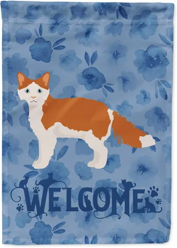Miniatura 163 de Caroline's Treasures CK4813CHF - Bandera de bienvenida con gato abisinio azul, manga grande, para porche, para colgar en la pared, poliéster