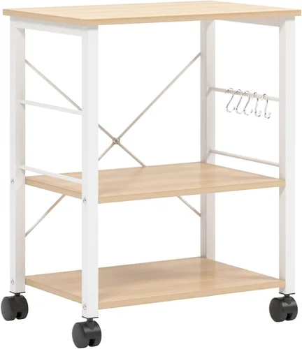 Miniatura 9 de sogesfurniture Estante de cocina de 3 niveles para panadero, soporte para horno de microondas, carrito de almacenamiento, estación de trabajo, Negro