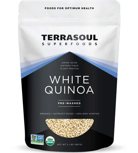 Terrasoul Superfoods Quinoa blanca orgánica, 2 libras - Prelavada | Sin gluten | Proteína vegetal