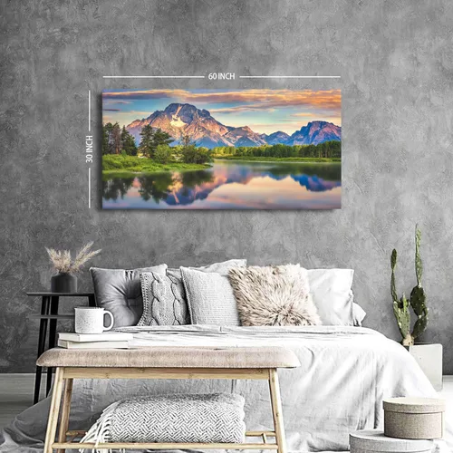 Miniatura 6 de Arte de pared del Parque Nacional Grand Teton, paisaje panorámico del lago de montaña, lienzo para decoración de pared para sala de estar, Montaña