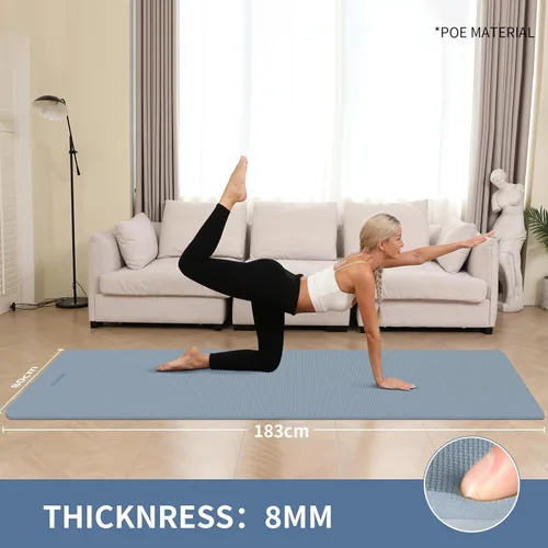 Miniatura 3 de Extra Wide & Thick 8mm Yoga Mat, 72"x31.5" Large Non Slip Exercise Mat, Premium POE Material for Superior Cushioning & Stability, with Strap for
