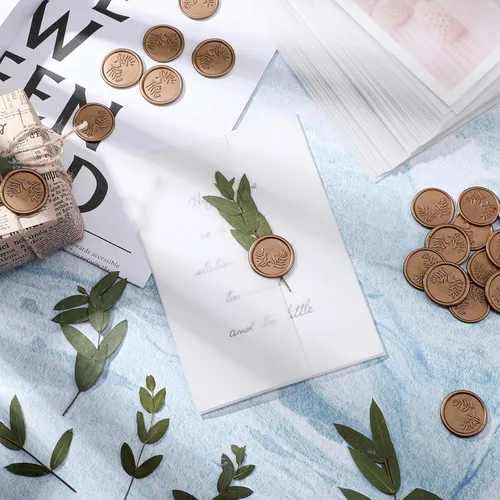 Miniatura 6 de Tigeen El juego de 100 envolturas de invitaciones incluye chaquetas de vellum preplegadas para invitaciones de 5 x 7 pulgadas, hojas de eucalipto