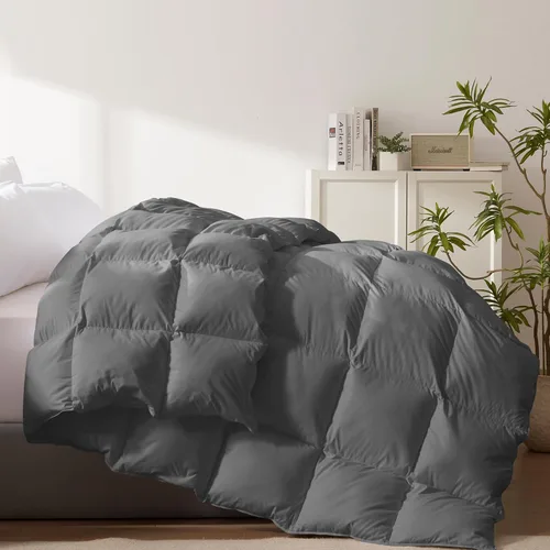 Miniatura 11 de Relleno de edredón de fibra de plumas y plumón tamaño Queen, funda 100% algodón, relleno de edredón negro para todas las estaciones, ropa de cama