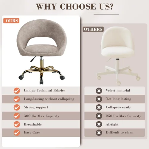 Miniatura 5 de Silla de tocador con ruedas, sillas de maquillaje modernas impermeables con respaldo de altura ajustable, cómodas y lindas sillas de escritorio