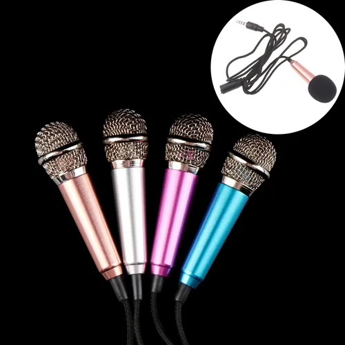 Miniatura 5 de 4 piezas mini micrófono mini karaoke micrófono para grabación de voz, micrófono portátil para chatear y cantar compatible con smartphone iPhone
