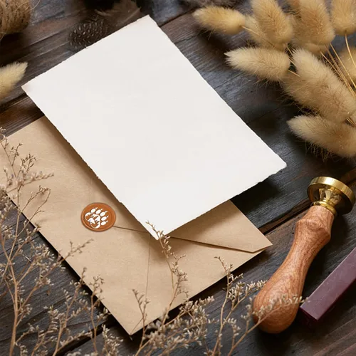 Miniatura 3 de CRASPIRE Sello de cera de huella – Oso, luna de bosque de 1.181 in, cabeza de latón extraíble retro vintage con mango de madera para invitaciones