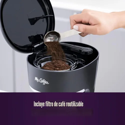 Miniatura 6 de Mr. Coffee Cafetera Programable de 5 Tazas con Pausa Automática, Jarra de Vidrio, Diseño Compacto, Negro Negro programable