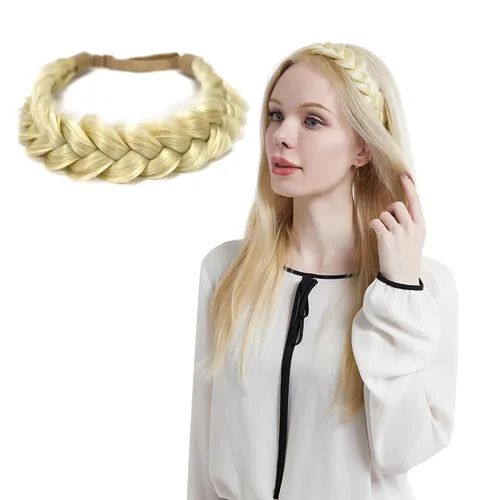 Miniatura 42 de Diadema trenzada, 2 hebras, clásica, gruesa, trenzada, ancha, elástica, de calidad, sintética, trenzada, para mujeres y niñas, estilo bohemio, 2.42