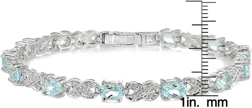 Miniatura 3 de Ice Gems - Pulsera de plata de ley con gemas auténticas o creadas, infinito X y ovalada