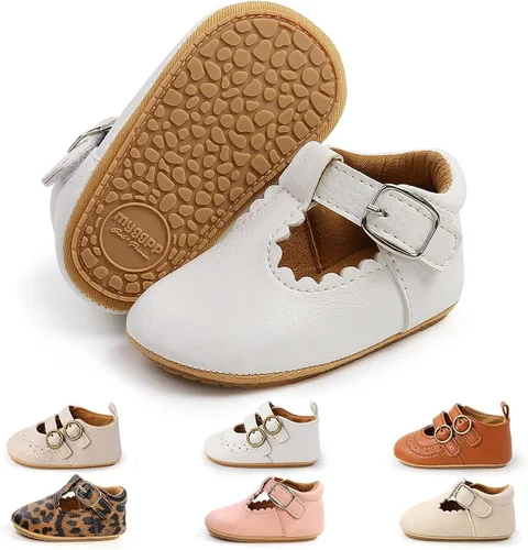 QWZban Zapatos planos Mary Jane para bebés y niñas con Bownot, suela suave, suela suave, piel sintética, recién nacidos, primeros pasos, para fiesta