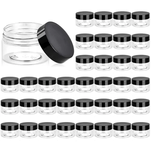 Eternal Moment - Paquete de 36 tarros de plástico redondos transparentes de 1 oz con tapa, recipientes cosméticos perfectos para loción, crema,