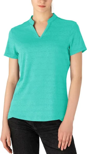 Miniatura 130 de Gopune Polo de golf con cuello en V para mujer, sin cuello, manga corta, ligera, de secado rápido, camisetas de tenis para correr