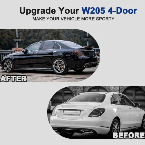 Miniatura 4 de Trunk Spoiler Compatible with 2015-2021 Mercedes C Class W205 Sedan Rear Boot Lid Highkick Wing Lip Factory Outlet (ABS)