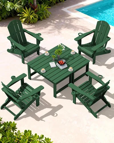 Miniatura 2 de SERWALL Mesa de centro para exteriores con agujero para sombrilla de 1.69 pulgadas, mesa de centro de polietileno de alta densidad para patio, Verde
