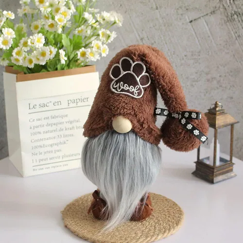 Miniatura 4 de 2 gnomos de peluche para perro, decoración para el hogar, hecha a mano, figuritas suecas Tomte, gnomos de patas y huesos para invierno, Navidad, Set
