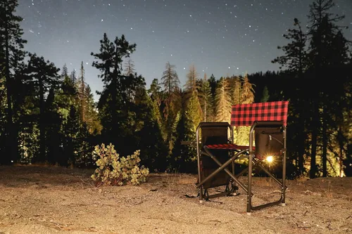 Miniatura 2 de Picnic TIME Silla de directores al aire libre con mesa auxiliar, silla de playa para adultos, silla de camping con mesa Patrón de cuadros de búfalo