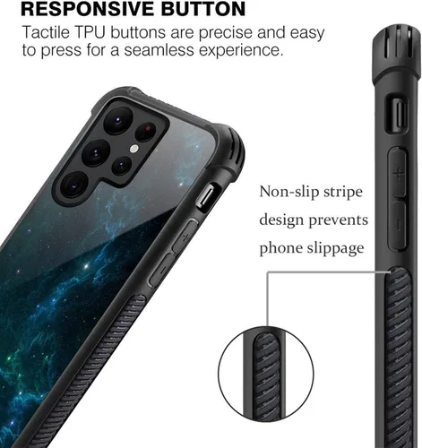 Miniatura 4 de CARLOCA Funda compatible con Samsung Galaxy S22 Ultra, increíble diseño de patrón de luz espacial nebulosa para niñas y niños, a prueba de golpes