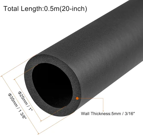 Miniatura 2 de MECCANIXITY Mangos de tubo de agarre de espuma de 1 "(25 mm) ID 3/16" (5 mm) pared gruesa 20" negro antideslizante para fitness, soporte de mango