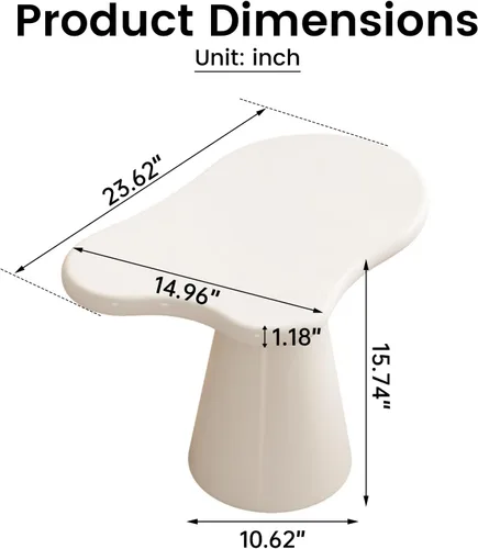 Miniatura 2 de Mesa auxiliar de forma irregular, mesa de cóctel moderna para sala de estar de espacio pequeño, mesa auxiliar con base de pedestal cónica, altura
