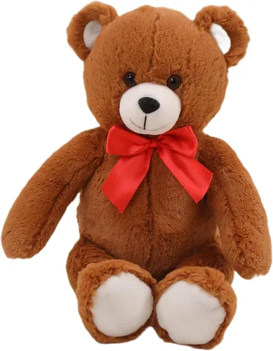 Miniatura 2 de Plushland Oso esponjoso marrón sentado de 15 pulgadas con lazo, oso de peluche suave para niños y adultos, regalo de animales de peluche para todas