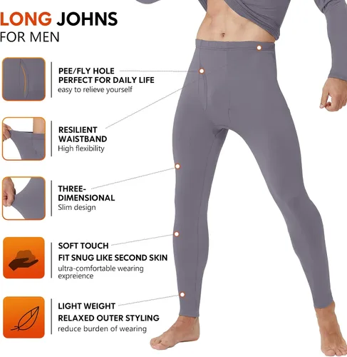 Miniatura 3 de Thermal Underwear for Men - 2 Pack Sets Ultra Soft Long Johns - Warm Base Layers with Fleece Lined for Cold Weather