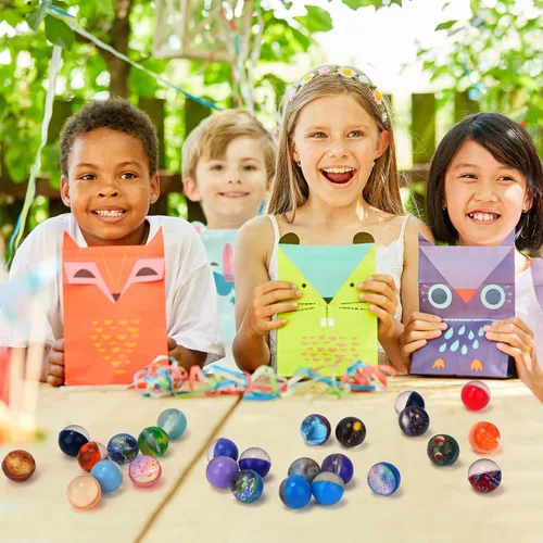 Miniatura 7 de Pllieay 30 bolas hinchables de galaxia, bolas inflables espaciales de 1.28 pulgadas a granel, bolas de goma para fiestas espaciales para niños