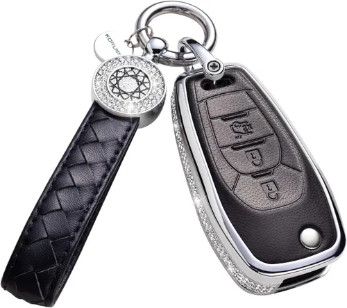 Miniatura 24 de Funda para llavero compatible con Volvo, cuero negro con cristal de protección de 360 grados para XC90, XC60, XC40, S60, S90, V60, V90, Polestar 1
