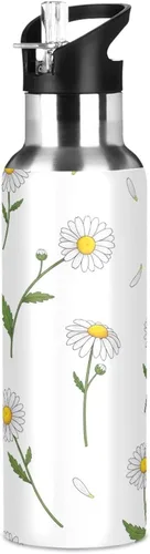 Miniatura 8 de White Daisies Flowers Stainless Steel Vacuum Insulated Water Bottle 20 Oz Leakproof Water Bottles, BPA-Free Sports Water Bottle with Straw