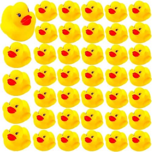 Juego de mini pato de goma amarillo de 12 piezas, flotador y chirriante, mini pato de goma, baño para bebé, ducha con sonido de pato, juguetes para