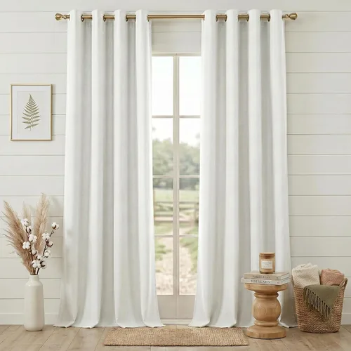 Miniatura 11 de Anpark Cortinas 100% opacas para dormitorio, cortina opaca de lino estilo granja de 84 pulgadas de largo, juego de 2 paneles, cortinas de ventana