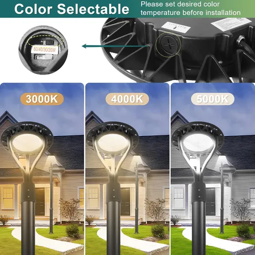 Miniatura 4 de Luz LED de poste superior con fotocélula del atardecer al amanecer, 20W/30W/40W/60W vatiaje seleccionable, 3000K/4000K/5000K CCT sintonizable, luces