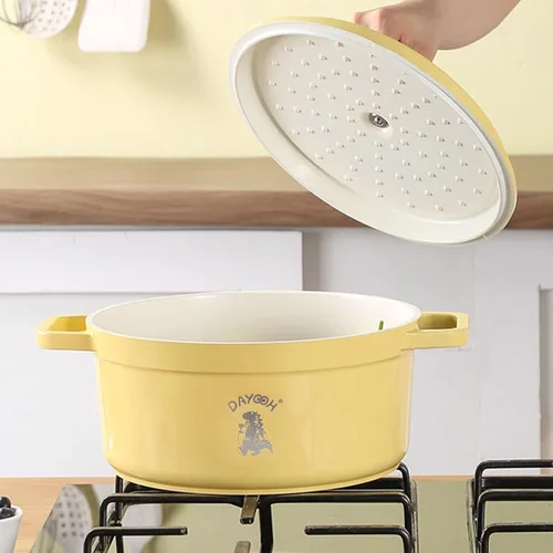 Miniatura 5 de Olla de horno holandés de hierro fundido esmaltado con tapa 6QT antiadherente revestimiento de esmalte sartén cocina utensilios de cocina