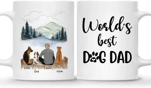 Miniatura 11 de Gossby Taza personalizada para papá con perro, Forever in My Heart, regalo personalizado para hombres amantes de los perros con diseño, nombres, 1