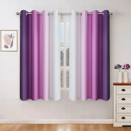 Miniatura 21 de HOMEIDEAS Cortinas Blackout Negras Ombré de 52 x 63 Pulgadas de Largo Degradado Oscurecimiento de Habitación Aislamiento Térmico Ahorro de Energía