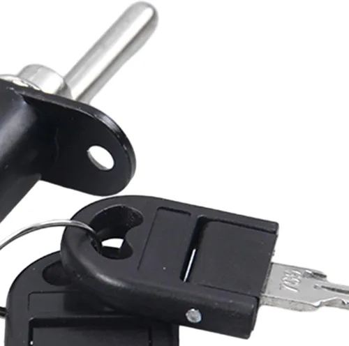 Miniatura 3 de Cerradura de émbolo resistente para protección segura de gabinetes y cajones, 0.630 in, color negro, espacio entre agujeros de 1.260 in