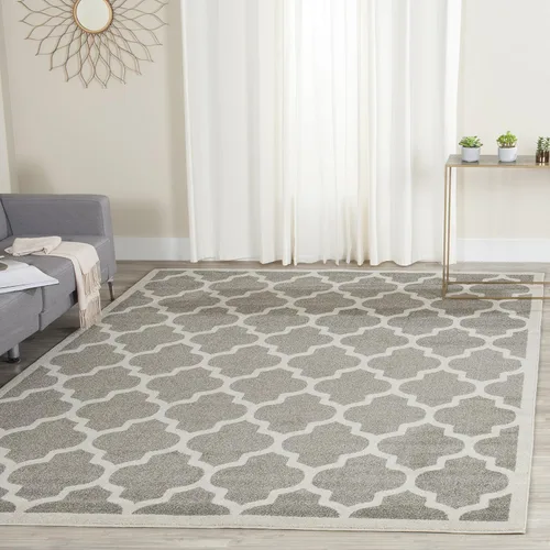 Miniatura 15 de SAFAVIEH Amherst Collection AMT420E - Alfombra para pasillo, 2 pies 3 pulgadas x 7 pies, beige y gris claro, diseño de enrejado marroquí,