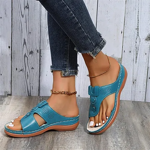 Miniatura 40 de Ladmiple Sandalias ortopédicas florales de moda 2023 con soporte de arco, zapatillas romanas casuales con puntera abierta