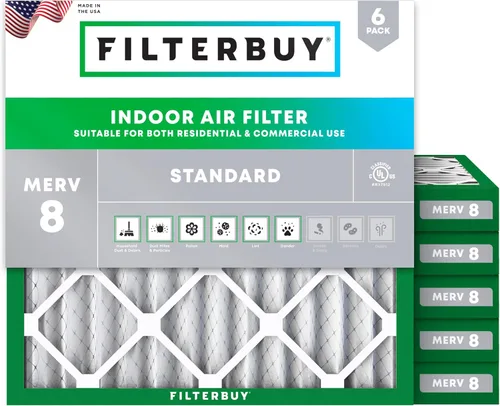 Miniatura 69 de Filterbuy Filtro de aire MERV 8 de 8 x 14 x 1 pulgadas para defensa contra el polvo y las alergias (paquete de 6), electrostático plisado HVAC