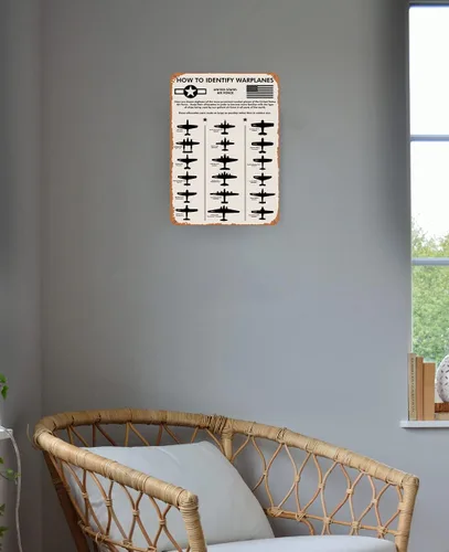 Miniatura 5 de WWII Planes, How To Identify Warplanes, letrero de metal de hojalata de 12 x 8 pulgadas Regalo para piloto, hombres, papá, novio, él, WallArt