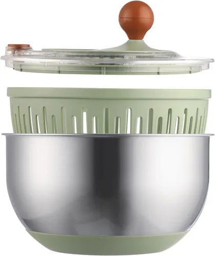 Miniatura 6 de Molinillo de ensalada de acero inoxidable, giratorio y colador de frutas vegetales de tamaño mediano, lavadora multiusos con tapa, apto