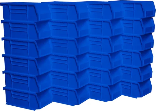 Paquete de 24 contenedores colgantes de plástico 30220 de Akro-Mils, apilables, 7 x 4 x 3 pulgadas, color negro Azul