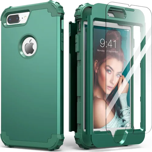 Miniatura 33 de IDweel Funda para iPhone 8 Plus, para iPhone 7 Plus con Protector de Pantalla, 3 en 1 Híbrida Resistente a Golpes de Servicio Pesado, Cubierta Dura