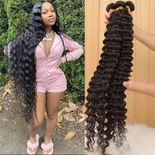 Miniatura 33 de Paquetes de Cabello Humano de Ondas Profundas （12 14 16 ）12A 100% Sin Procesar Cabello Humano Virgen Brasileño Profundo Rizado Tejido de Cabello