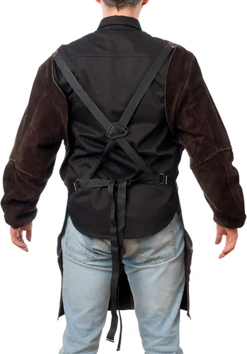 Miniatura 5 de Waylander OTTAR - Delantal de soldadura de cuero resistente con mangas largas, protección resistente al fuego para soldadores, herreros