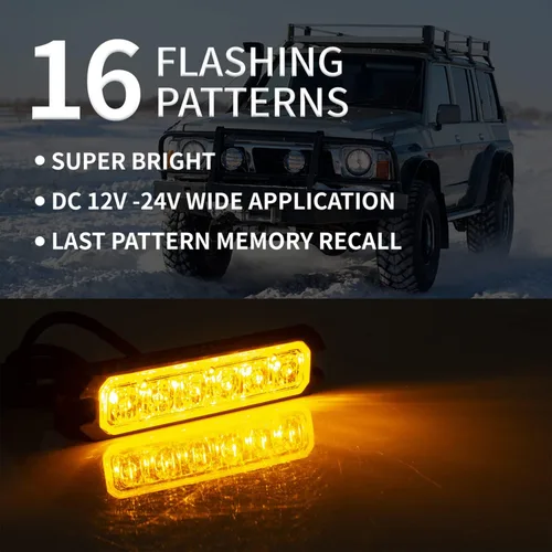 Miniatura 2 de Purishion - Luz estroboscópica con 6 luces LED color ámbar, impermeable, para barra de precaución, 10 patrones intermitentes, apto para automóvil