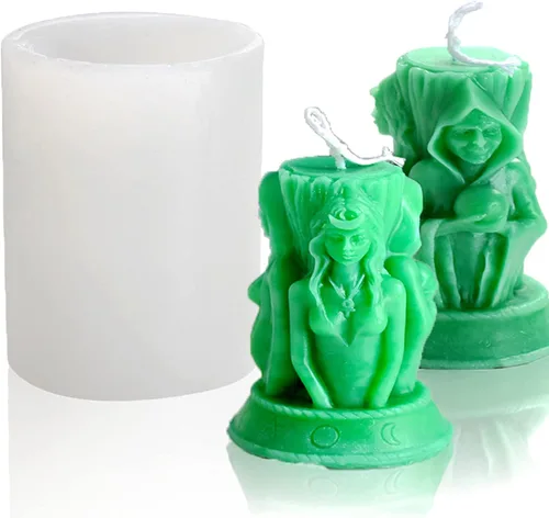 Molde de silicona para velas 3D, 3 lados, diosas, niña, mujer embarazada, anciana, molde de silicona para pilar, aromaterapia, velas, cera, jabón,